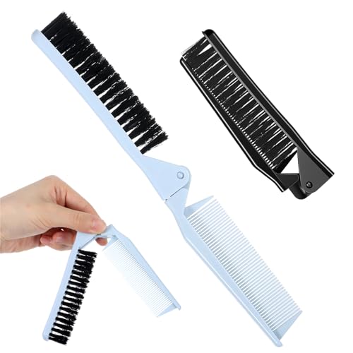 2-Pack Double Tooth Folding Combs for All Hair Types - Portable & Travel-Friendly