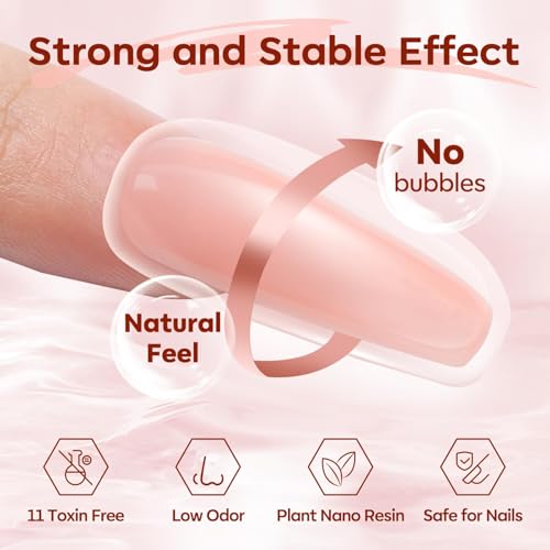 Modelones A1-Nude Poly Nail Gel Kit with Slip Solution & Base Coat