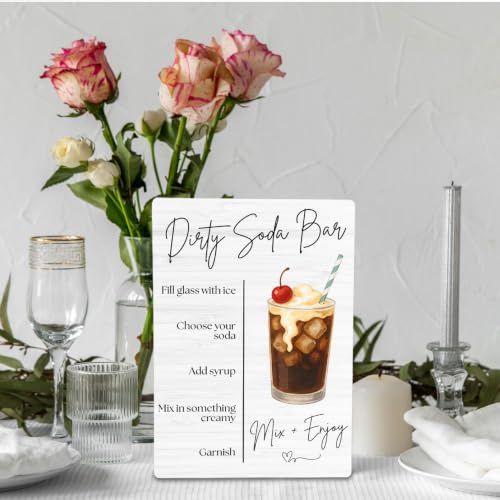 Rustic Wooden Dirty Soda Bar Sign - 5x7 Wedding Decor