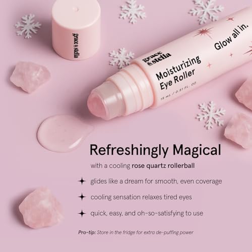 Grace & Stella Under Eye Brightener with Rose Quartz Rollerball & Moisturizing Serum