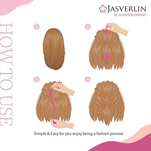 JASVERLIN Hair Beader Tool Set - Quick Automatic Beads Loader for Braids & Ponytails, 15 Colorful Hair Beads