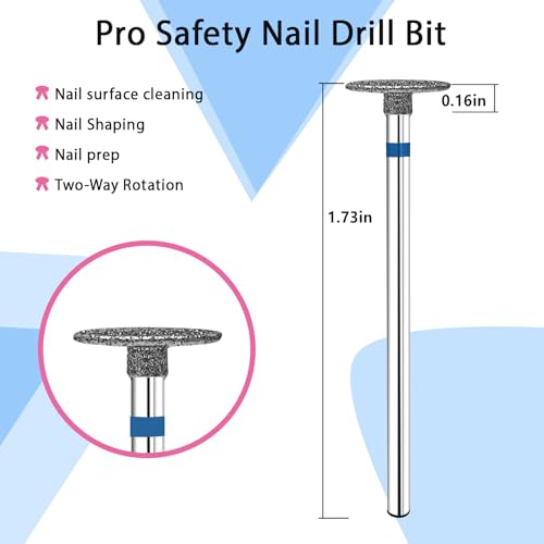 BQAN Diamond Cuticle Drill Bits Set - 2 Pcs 3/32" Shank