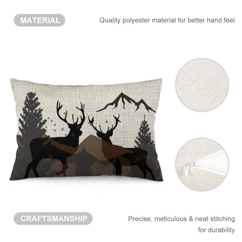 ITFRO Deer Pine Tree Decorative Throw Pillow Cover - 12x20 inch