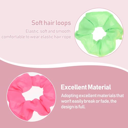 Ymapinc 4pcs Neon Hair Scrunchies - 80s Inspired Colors