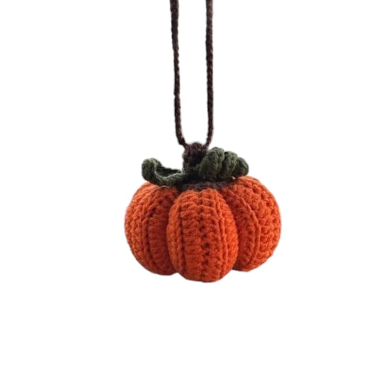 Handmade Crochet Pumpkin Car Rear View Mirror Ornament