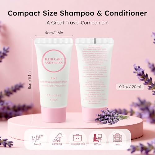 2-in-1 Shampoo & Conditioner Set, 0.7 Fl Oz (Pack of 60) - Travel Size