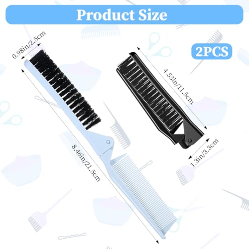 2-Pack Double Tooth Folding Combs for All Hair Types - Portable & Travel-Friendly