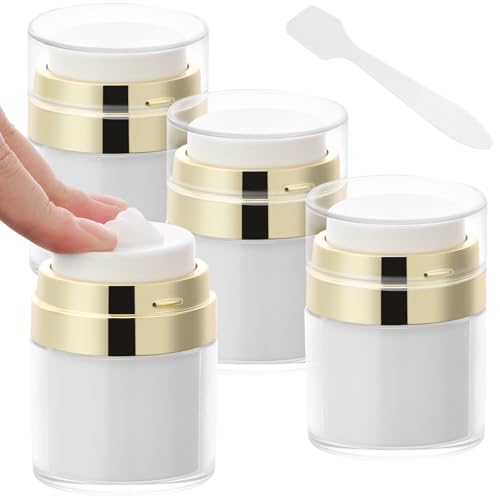 Segbeauty 30ml Airless Pump Travel Jars for Creams - 4 Pack Refillable
