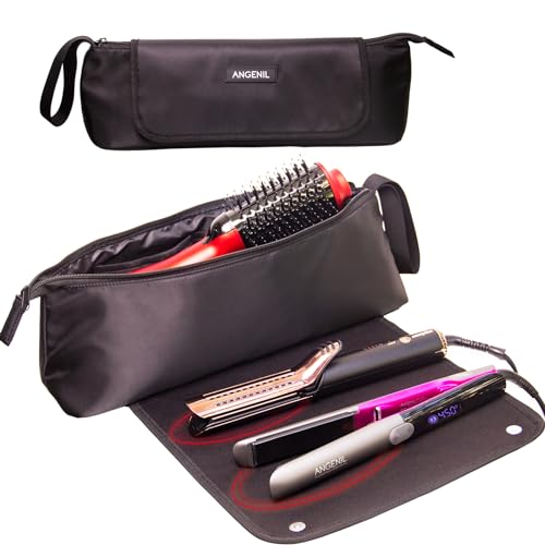ANGENIL Black Hair Tool Travel Bag with Heat Resistant Mat