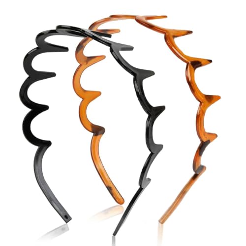 2-Pack Zigzag Headbands for Women - Non-Slip U-Shaped Hair Accessories