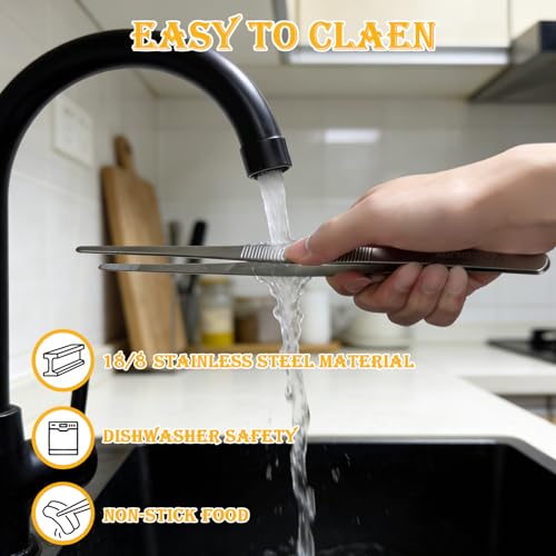 12-Inch Stainless Steel Kitchen Tongs with Serrated Tips