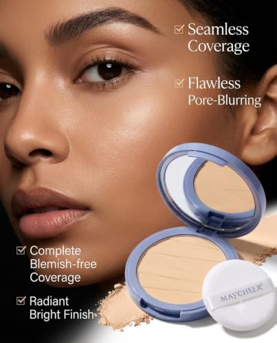 Venysis Oil-Control Pressed Powder Compact with Mirror & 2 Puffs – Natural Beige