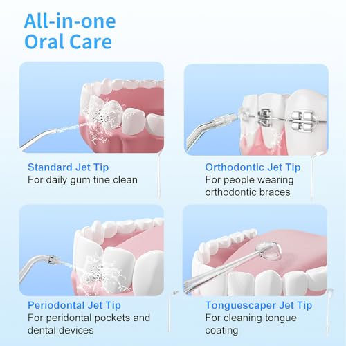 Zephis Cordless Water Flosser - Model A, Dental Oral Irrigator with 4 Modes