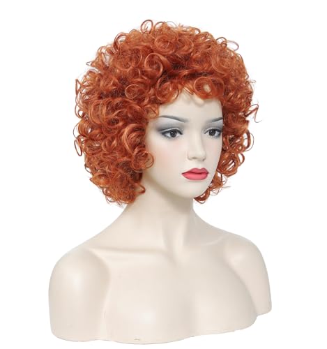 Short Curly Orange Afro Wig for 70s Disco Parties & Halloween