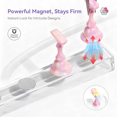 Magnetic Nail Stand for Press-On Nails - Heart-Shaped Acrylic Nail Holder with Double-Sided Tape for DIY Nail Art