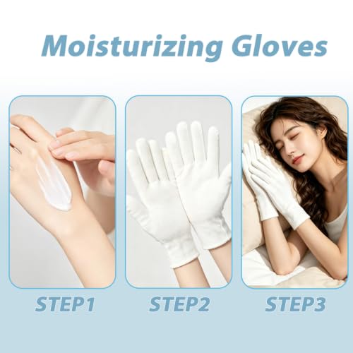 30 Pcs White Cotton Gloves for Eczema Relief & Moisturizing
