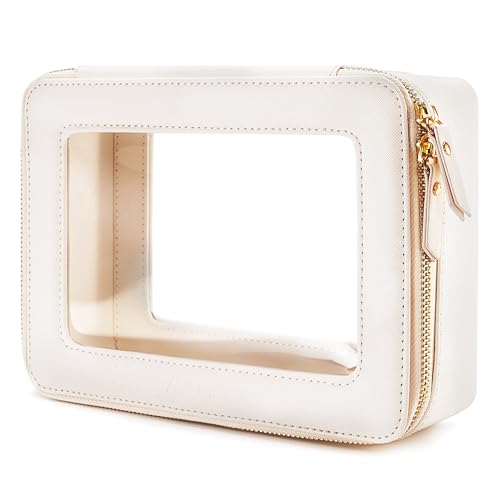 Aveniee Off-White Clear Makeup Bag Organizer - Travel Toiletry Case