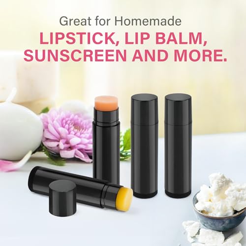 DIY Lip Balm Tubes Kit with Filling Tray & Spatula - 50 Black 4.5ml Containers