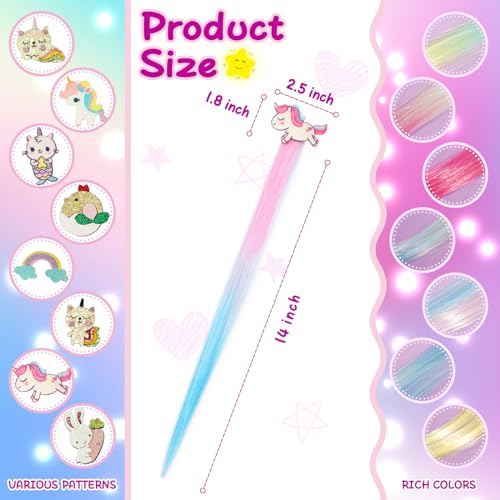 Little World Animal Straight Rainbow Hair Clips 8PK for Girls & Kids - Toddler Hair Accessories