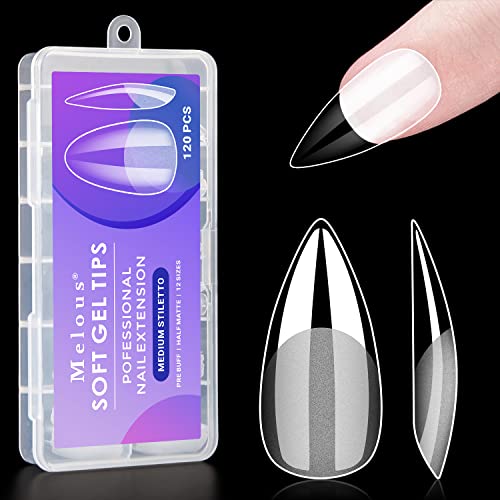 Medium Stiletto Gel Nail Tips - 120 PCS Full Cover Matte
