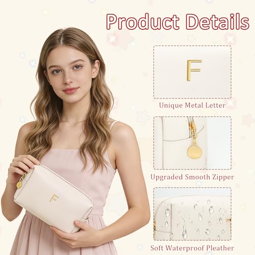 Beige KKXIU Initial Makeup Bag - Travel Cosmetic & Toiletry Bag
