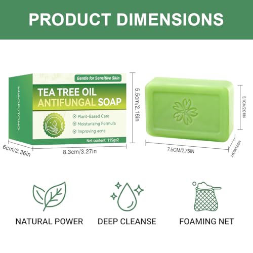 JGNOMB Tea Tree Oil Soap Set - Natural Face & Body Cleansing Bar (2 Pack)