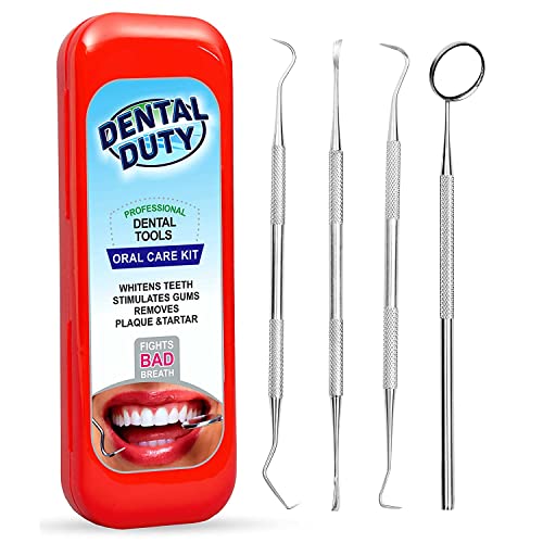 Dental Duty Professional Teeth Cleaning Kit – Stainless Steel - Red