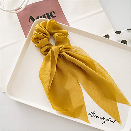 DINPREY 8PCS Satin Hair Scrunchies Bundle with Bunny Ear Design - Double Layer Hair Ties for Women & Girls, 6 Colors
