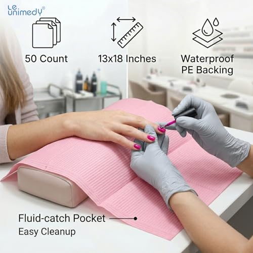 50-Pack Pink Disposable Tattoo Bib Sheets - 13x18, 3-Ply Water-Resistant