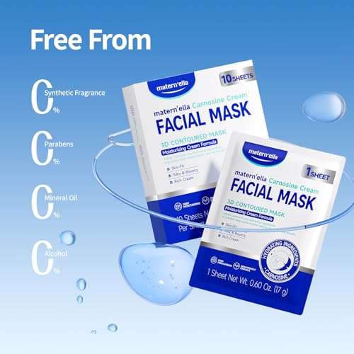 MATERN'ELLA 3D Carnosine & Pro-Xylane Anti-Aging Cream Face Mask, 10 Pack