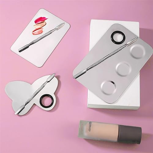 KissDate Stainless Steel Makeup Mixing Palette & Spatula Set