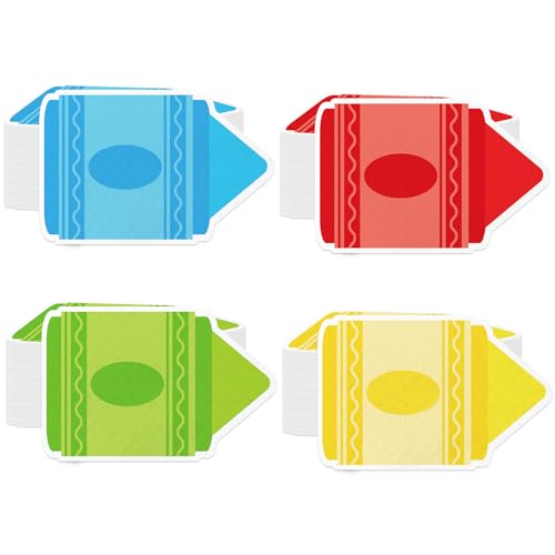 100 Crayon Shaped Paper Napkins for Back to School Parties