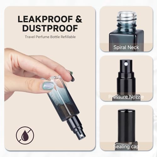 ZIZEMOJA Gradient Blue & Black 3 Pack 10ml Travel Refillable Perfume Bottles Leak-Proof
