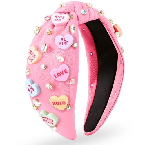 Pink Valentines Headbands for Women Teen Girls - Love Heart XOXO Hair Accessories