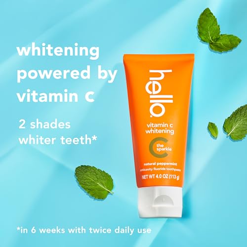 hello Vitamin C Whitening Toothpaste with Fluoride - 2 Pack, Natural Peppermint, SLS Free