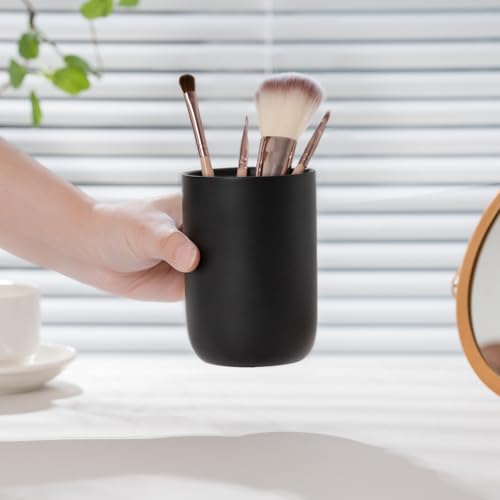 Matte Black Ceramic Toothbrush Cup Holder - Bathroom Organizer