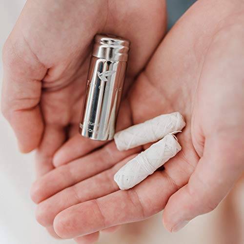TreeBird Pure Silk Dental Floss Kit - Refillable Stainless Steel Dispenser with Mint Floss