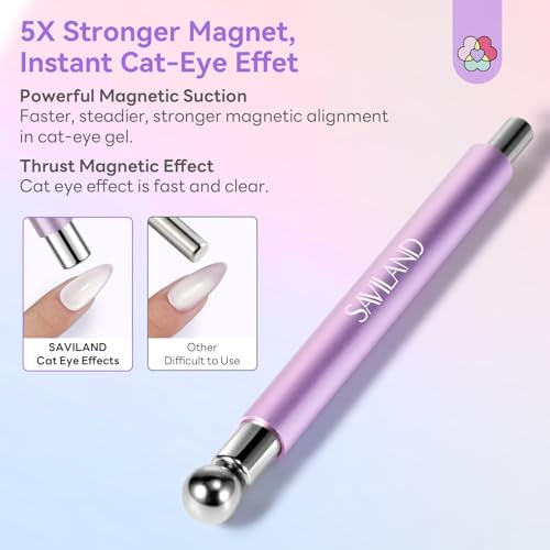SAVILAND Double-Head Cat Eye Magnet Pen - 5X Strong Magnet, Purple