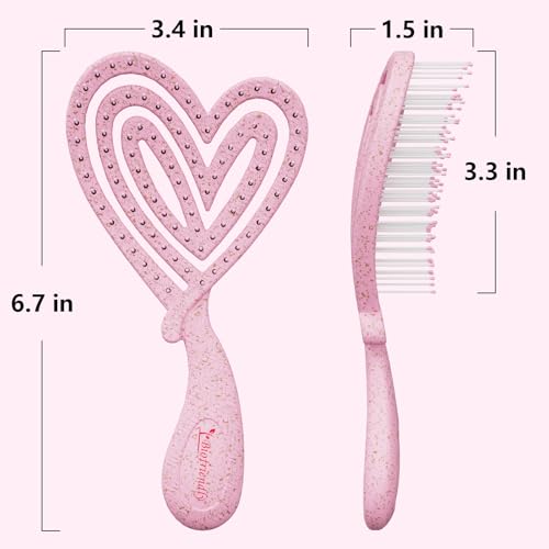 Biofriendly Heart-Shaped Mini Detangling Hair Brush - Travel Size