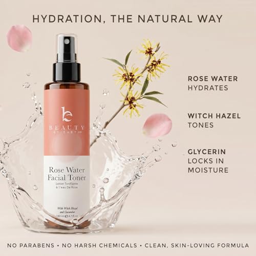 Rose Water Facial Toner Spray 4.7 Fl Oz - Made in USA, Organic & Calming