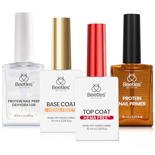 Beetles Protein Nail Prep Kit - Hema-Free Primer, Dehydrator, Base & Top Coat