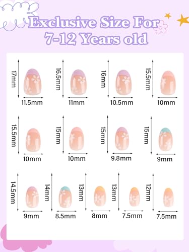 78 Pieces Press on Nails for Kids - EBANKU Pink Star/3P Set