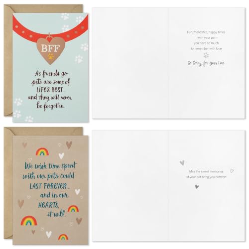 Hallmark Pet Sympathy Cards - Assorted 16-Pack for Dogs & Cats