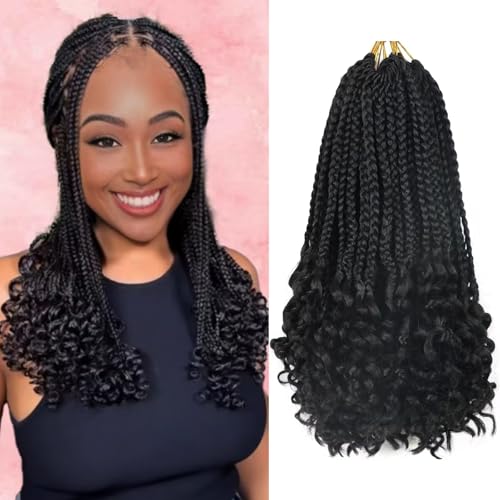12 Inch Goddess Box Braids Crochet Hair - Natural Black, 8 Packs
