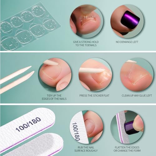 Fandamei Press On Toenails Kit - 24 Colors & French Tips