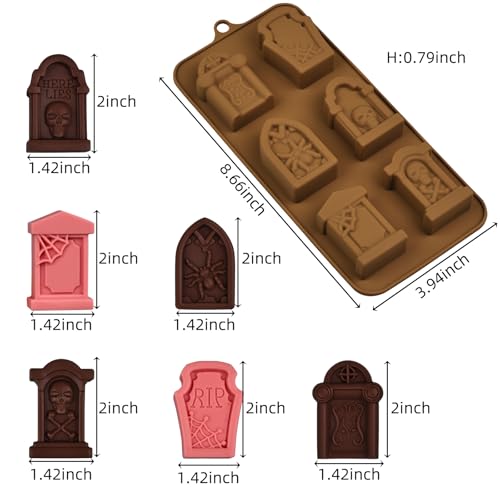 Halloween Gravestone Candy Molds - 2 Pcs Silicone Tombstone Molds