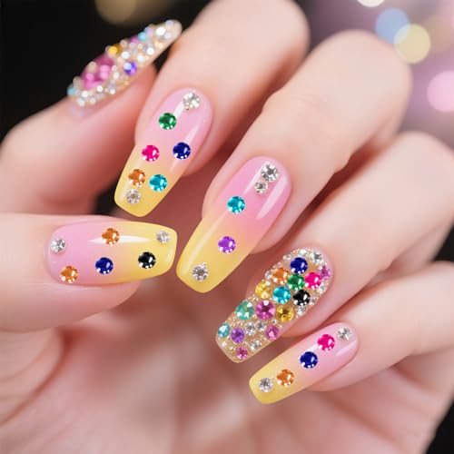 Colorful Rhinestones Nail Art Charms Kit 2mm Flatback Gems for DIY Nails & Crafts