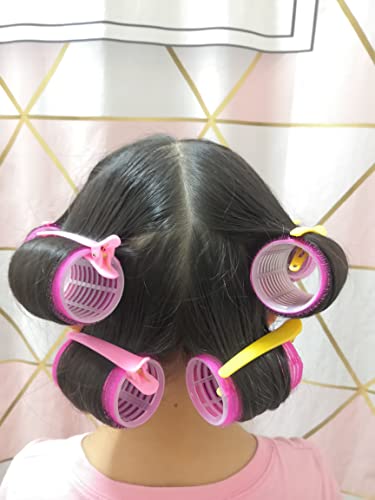 Kamay's Nylon 30mm Hair Curlers Set with 12 Duckbill Clips & Comb - No Heat, DIY Styling