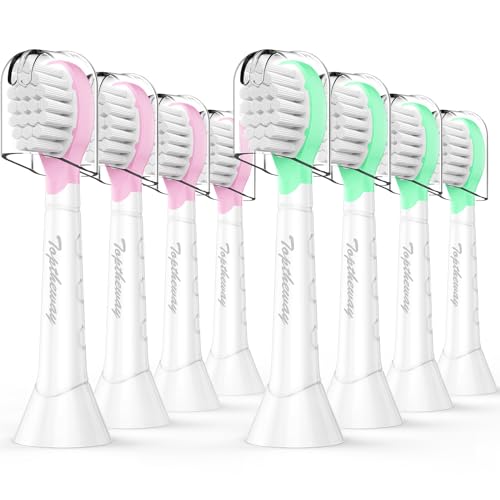 Toptheway Kids Toothbrush Heads for Philips Sonicare 3-7 Years Pink Green 8 Pack
