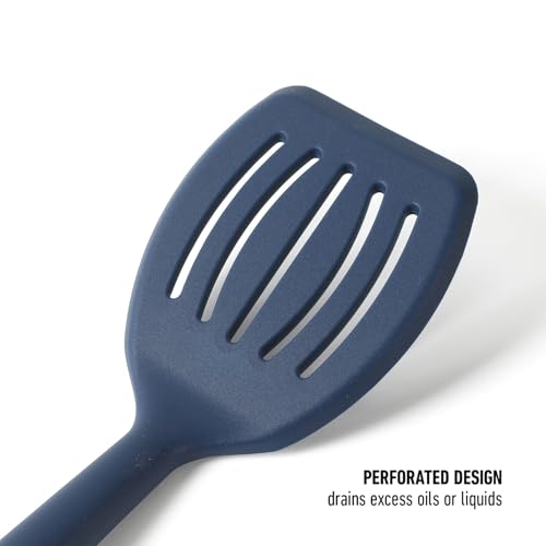 Calphalon Slotted Turner - Silicone Head & Stainless Steel Handle, Navy Blue